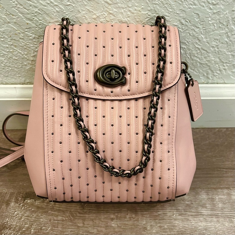 Coach Parker quilted backpack pink